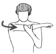 Cross body stretch: the operated arm pulled gently across the body by the other hand