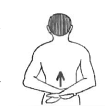 Internal rotation: hands clasped behind the back, lifting towards the small of the back