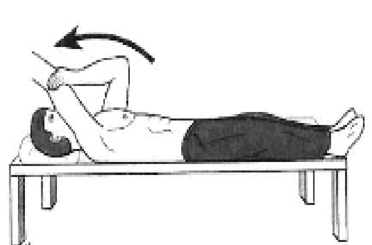 Lying on the back, raising the operated arm up over the head with help from the good arm