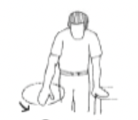 Pendular exercise: bending at the waist, letting the arm hang and circle