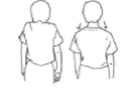 Shoulder shrugs: shoulders lifted upwards and rolled backwards