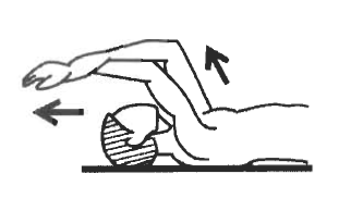 Forward elevation: lying on the back, using the good arm to pull both arms up over the head