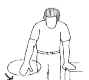 Pendular exercise: bending at the waist and letting the arm hang down, moving it in gentle circles
